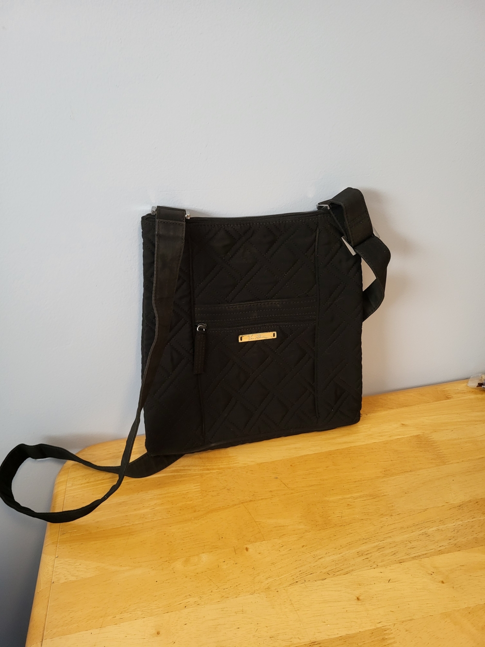 Vera Bradley Black Quilted Crossbody Messenger Bag